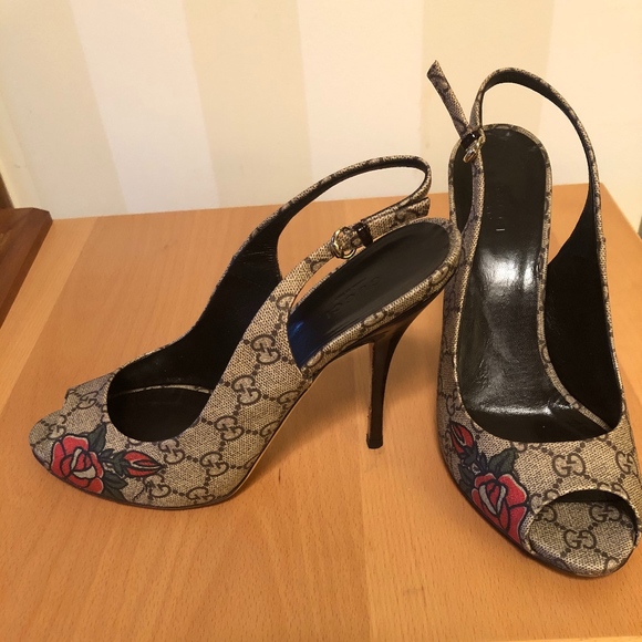 Gucci Shoes - Gucci Slingback Pumps Fiore Ebony Multi